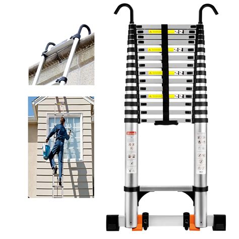 Wolec Telescoping Ladder Ft Aluminum Portable Extension Ladder W