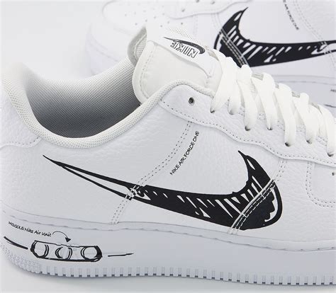 Nike Air Force 1 Utility White Black Scribble His Trainers