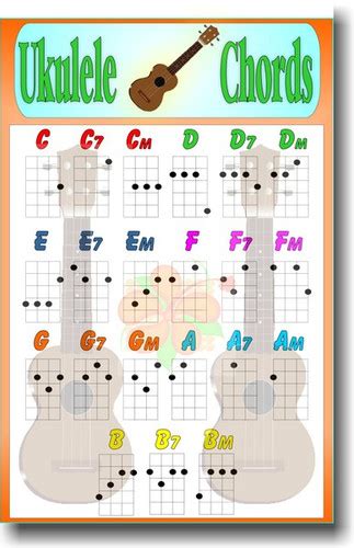 Ukulele Chords Educational Poster