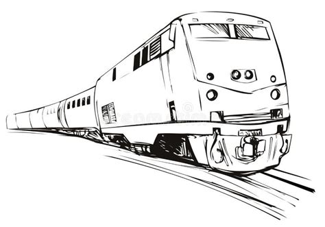 Speeding Train Sketch Style Stock Vector - Illustration of line ...