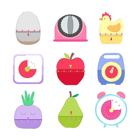 Premium Vector Kitchen Timer Set Cartoon Vector Illustration