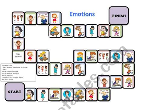 Emotions board game - ESL worksheet by choco5670