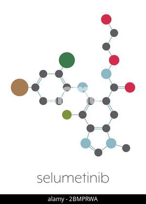 Drogas del cáncer Selumetinib molécula MEK1 y MEK2 inhibidor 3D