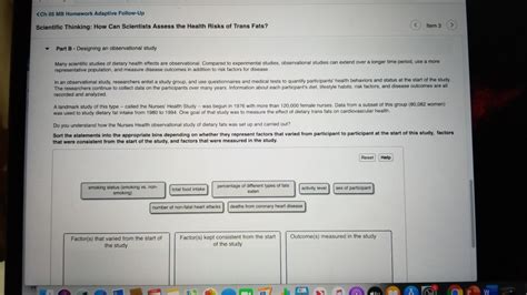 Solved Part B Designing An Observational Study Many Chegg