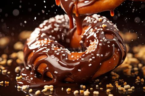 Pretzel Dipped In Chocolate Tasty Dessert Background Stock Illustration