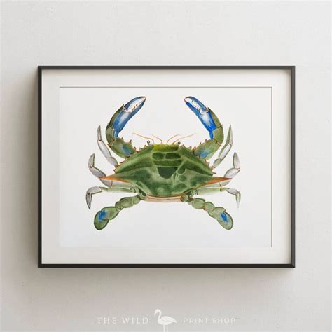 Crab Print Vintage Crab Print Crab Wall Art Nautical Print Etsy