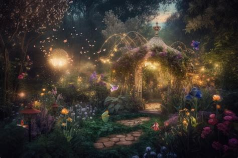 Premium AI Image | Magical garden with fairies and magic surrounded by ...