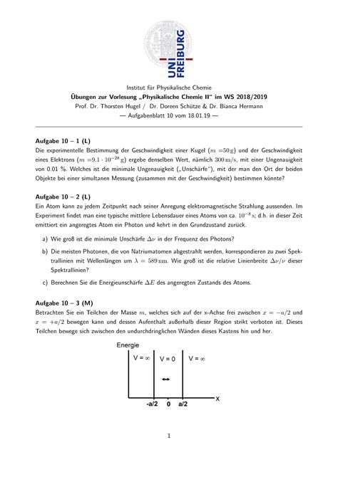 Uebung Bungsblatt Institut F Ur Physikalische Chemie