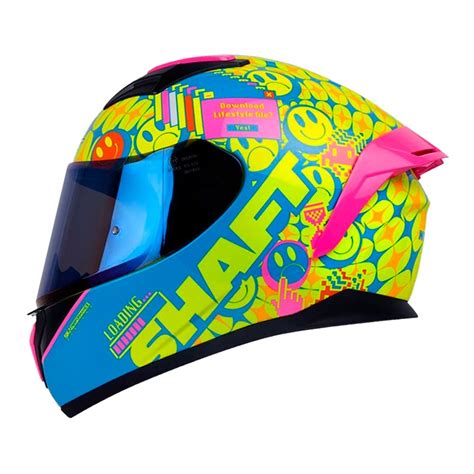 Casco Shaft 582Sp Evo New Era Amarillo Azul Visor Iridium Azul