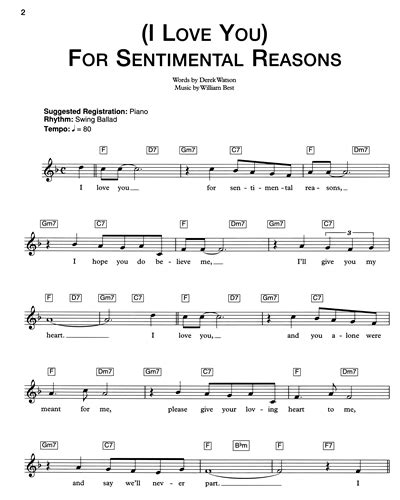 I Love You For Sentimental Reasons Sheet Music By Nat King Cole