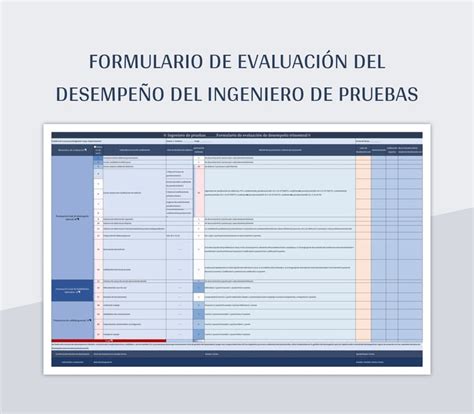 Plantilla De Excel Formulario De Evaluaci N Del Desempe O Del Ingeniero