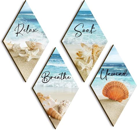 Amazon Bathroom Wall Decor Beach Ocean Relax Unwind Soak Breathe