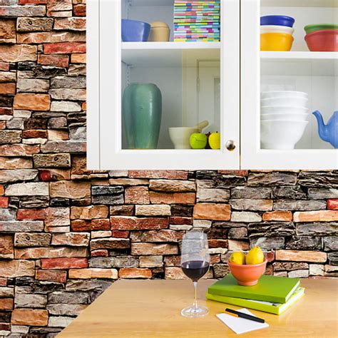 Brick Peel And Stick Wallpaper X Gray Stone Brick Stick Wallpaper Thick ...