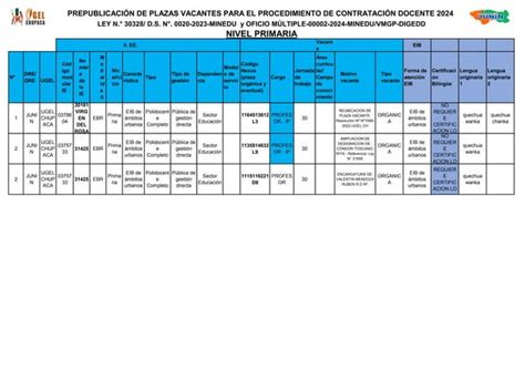 PLAZAS UGEL CHUPACA PRIMARIA 2024 PRIM EXP PPT Descarga Gratuita