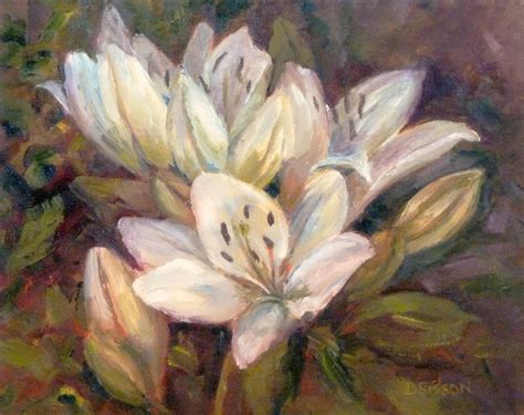 Daily Painting Projects: White Lily Oil Painting Madonna Flower Still Life Botanical Floral Garden