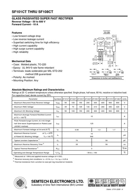 SF103CT Datasheet GLASS PASSIVATED SUPER FAST RECTIFIER