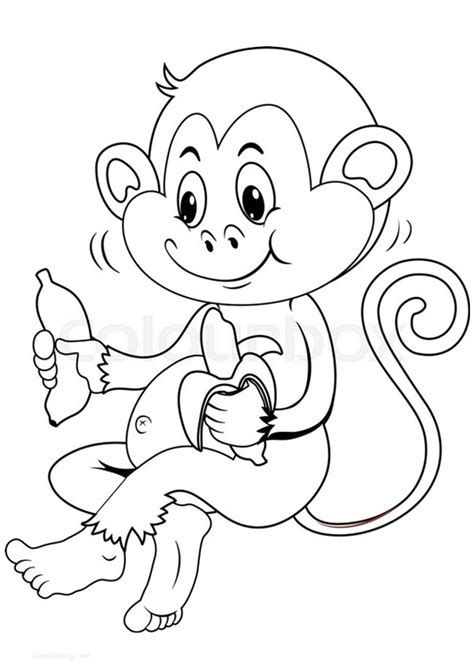 Coloring Pages | Baby Chimpanzee Eating Banana Coloring Pages