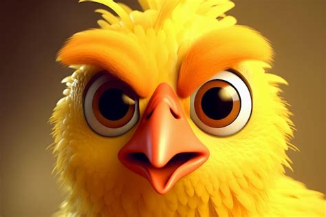 Premium Photo Yellow Cartoon Chicken Closeup