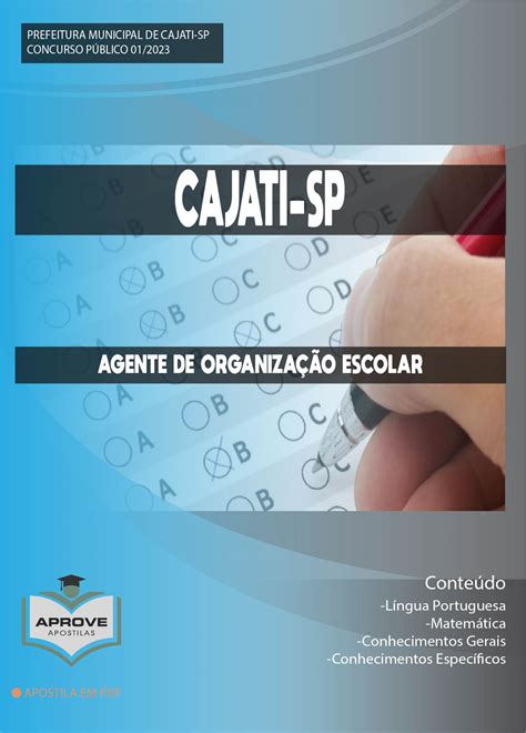 Apostila Cajati Agente De Organiza O Escolar Aprove Apostilas