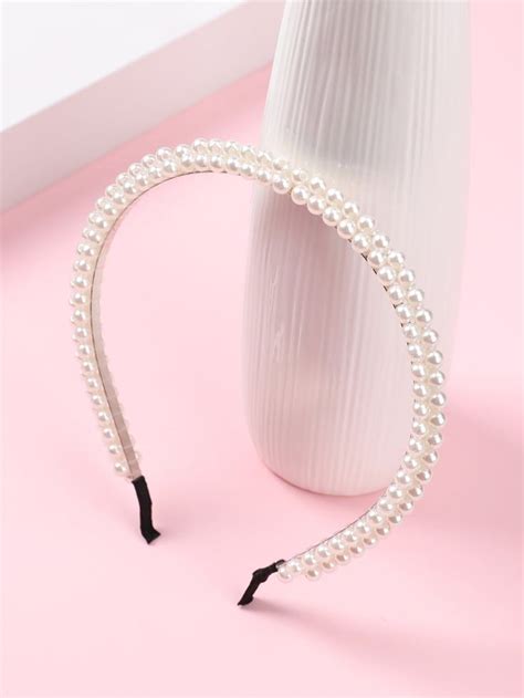 White Glamorous Collar Abs Gorgeous Headband Embellished Women