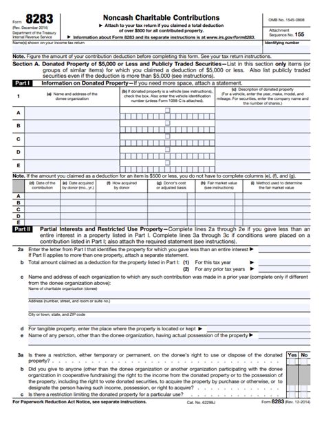 Form 8283 Fillable Printable Forms Free Online