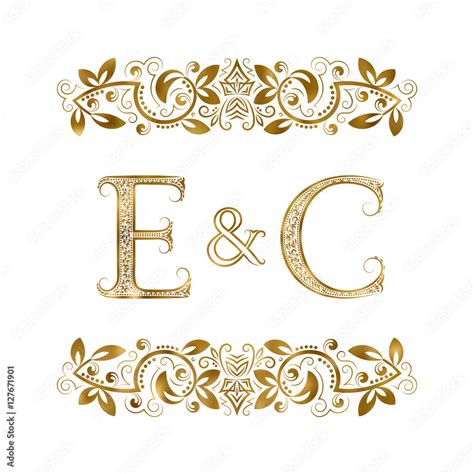 E And C Vintage Initials Logo Symbol The Letters Are Surrounded By