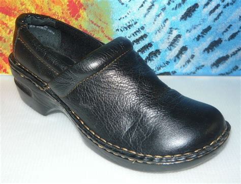 Born Concept Boc Peggy Black Leather Clogs Size 8 Gem