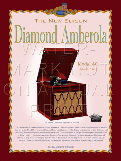 Reproduced Vintage Edison Diamond Amberola 60 Cylinder Phonograph