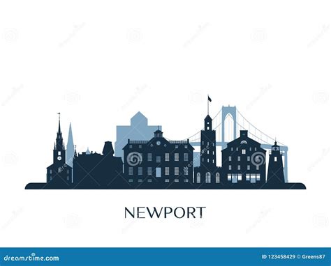 Newport Skyline, Monochrome Silhouette. Stock Vector - Illustration of ...