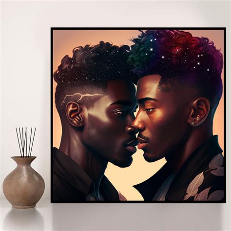 Gay Black Couple Art Instant Download Gay Black Men Art Black Love