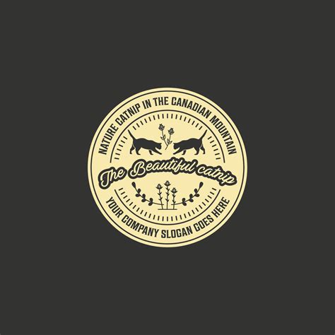 Pet Shop Cat Catnip Pussy Vector Vintage Logo Illustration Design Of Pet Store Market Concept