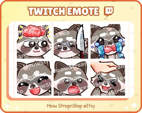 Twitch Emote Lindo Mapache Emotes Pack Neurona Activa Cuchillo