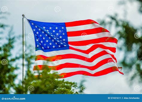 Red White And Blue American Flag Stock Image Image Of Windy Waving