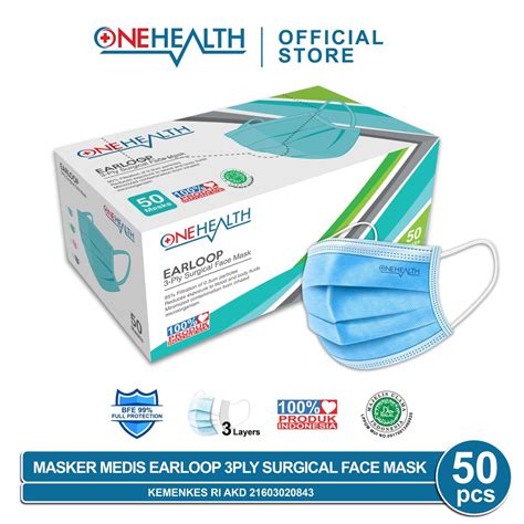 Jual Onehealth Masker Medis Earloop 3 PLY Surgical Face Mask Shopee