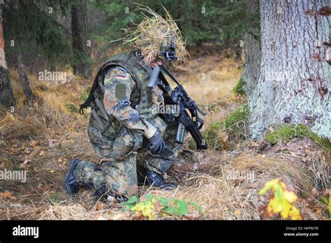 A German soldier, assigned to the Hammelburg Infantry Training Center ...