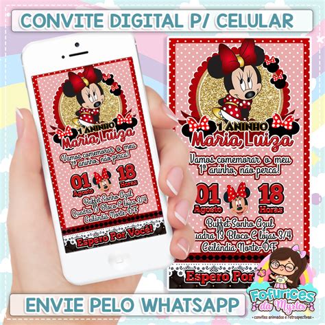 Convite Virtual Digital Minnie Vermelha Imagem Elo