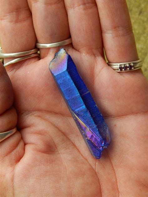 Indigo Blue Aura Quartz Point Titanium Coated Quartz Crystal Etsy