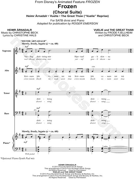 Frozen Choral Suite From Frozen Arr Roger Emerson Satb Choir