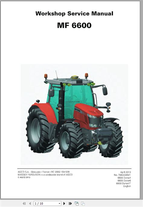 Massey Ferguson Tractor Mf 6600 Series Workshop Service Manual