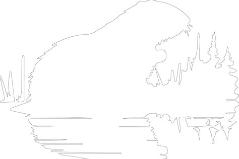 North American beaver outline silhouette 38829398 Vector Art at Vecteezy