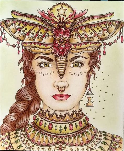 A Drawing Of A Woman S Face With An Elaborate Headpiece On Her Forehead