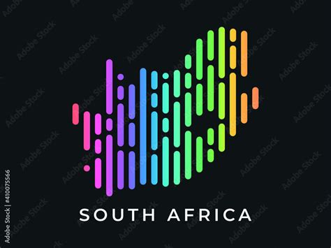 Digital modern colorful rounded lines South Africa map logo vector ...