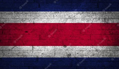 Costa Rica Bandeira Grunge Parede De Tijolos Textura Símbolo Nacional Estilo Plano Design