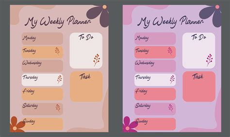 My Weekly Weekly Calendar With Flowers Tasks Weekly Calendar In