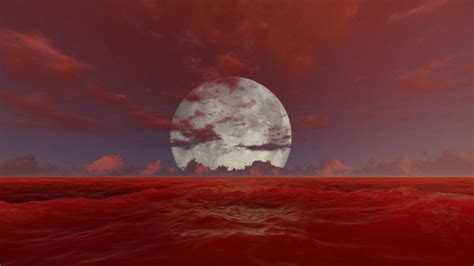 Blood Ocean With Full Moon, Motion Graphics | VideoHive