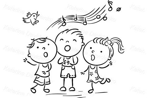 Children singing clipart