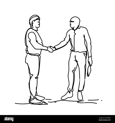 Two People Shaking Hands Drawing