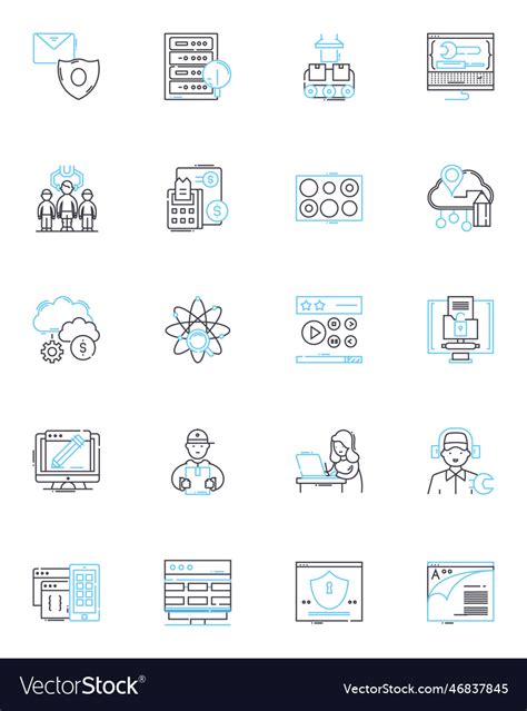 Cloud Computing Linear Icons Set Infrastructure Vector Image