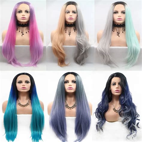 Cosplay Synthetic Colored Wigs Natural Hairline Fashionable Natural Long Body Wave Wig Different