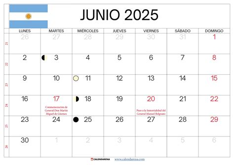 Calendario Junio 2025 Argentina